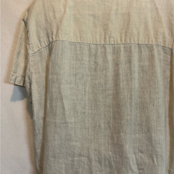 H-166 Sunbelt Vintage Cream Short Sleeve 100% Linen Button Down Blouse Size L - Picture 9 of 16